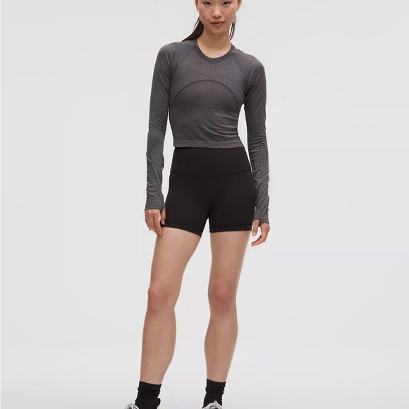 lululemon athletica Wunder train high rise 4 inch Black Bike Shorts like new - Picture 1 of 8